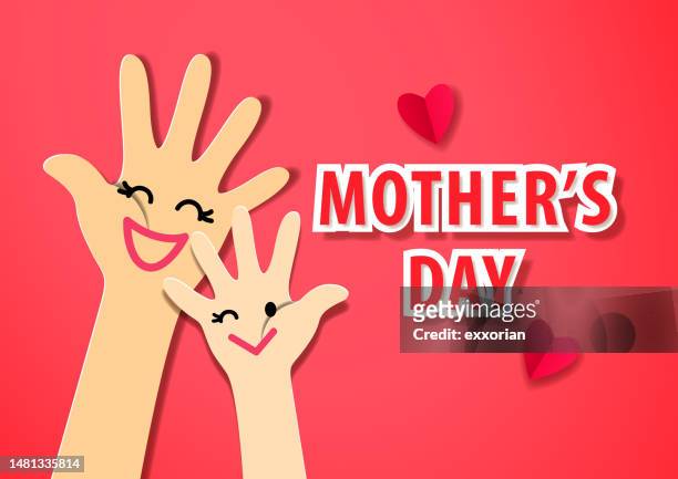 mother’s day hand in hand - mother and daughter stock illustrations