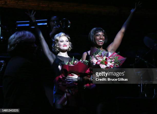 Olivia Holt as "Roxie Hart" and Kimberly Marable as "Velma Kelly" during the curtain call as Olivia Holt makes her broadway debut in the hit musical...