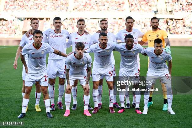 Rui Patricio of AS Roma, Bryan Cristante of AS Roma, Chris Smalling of AS Roma, Diego Llorente of AS Roma, Ola Solbakken of AS Roma, Paulo Dybala of...
