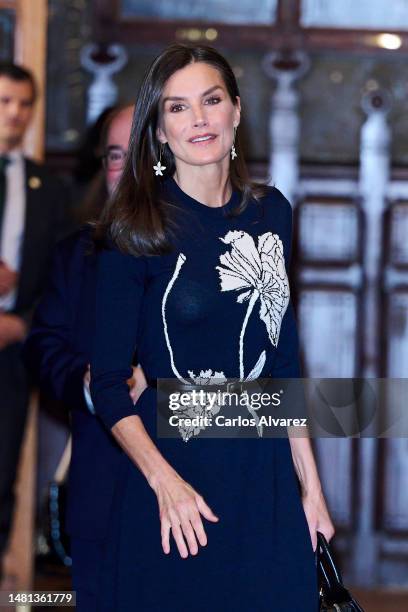 Queen Letizia of Spain attends the bicentenary of Ateneo De Madrid on April 11, 2023 in Madrid, Spain.