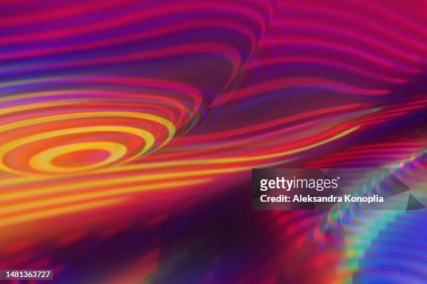 abstract interlaced digital distorted  magenta pink, purple, orange, yellow, red neon wavy background - 2000s style stock pictures, royalty-free photos & images