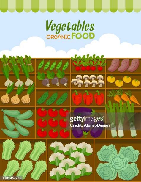 farm shop. local stall market. selling vegetables. - food market stock illustrations