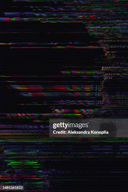 motion glitch interlaced multicolored distorted textured futuristic background - problems stock pictures, royalty-free photos & images