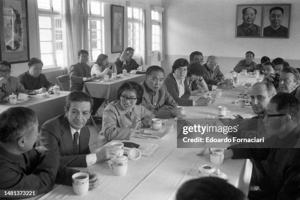 Enrico Berlinguer, Italian politician, Secretary General of Italian Communist Party during during a meeting with Chinese Communist Party leaders,...