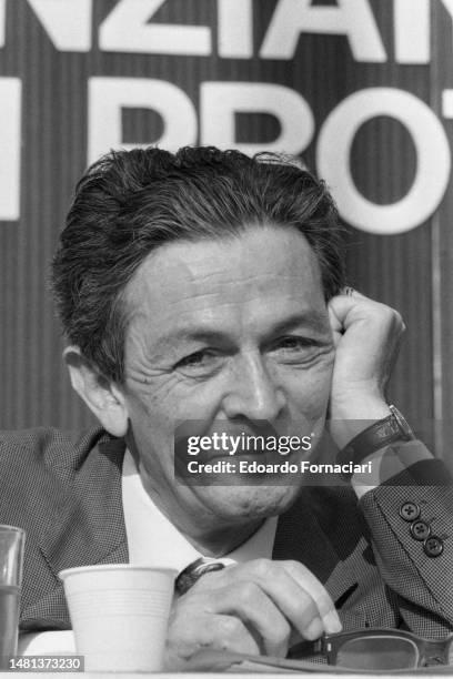 The General Secretary of the Italian Communist Party Berlinguer during a political meeting, Rome, May 16, 1982.