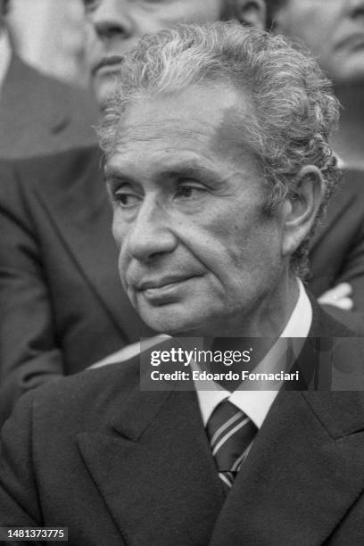 Aldo Moro, Italian Christian Democrat, President of the Democrazia Cristiana party, Florence, November 1977. .