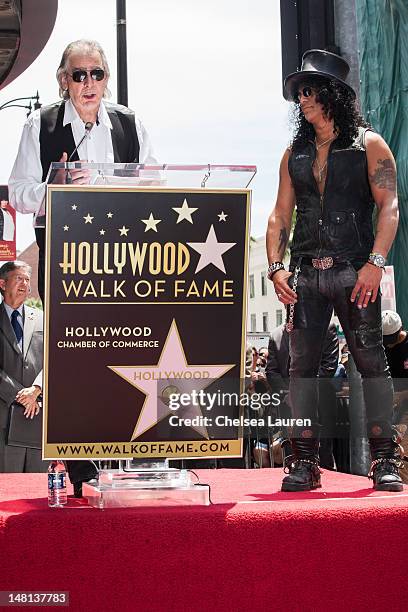 Jim Ladd and guitarist Slash attend Slash's Hollywood Walk of Fame ceremony on July 10, 2012 in Hollywood, California.