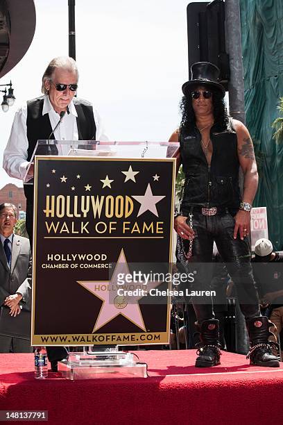 Jim Ladd and guitarist Slash attend Slash's Hollywood Walk of Fame ceremony on July 10, 2012 in Hollywood, California.