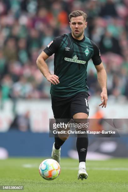 Niclas Fuellkrug of SV Werder Bremen in action during the Bundesliga match between 1. FSV Mainz 05 and SV Werder Bremen at MEWA Arena on April 08,...