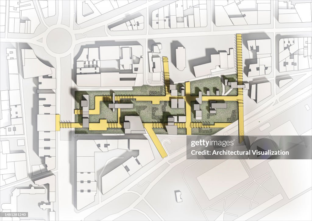 Building Plan Abstract Architectural Site Plan Of An Urban And Residential Project High-Res ...