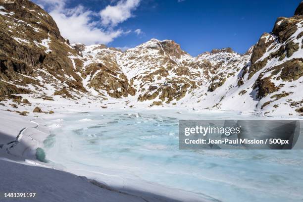 scenic view of snowcapped mountains against sky,france - alpes maritimes - fotografias e filmes do acervo