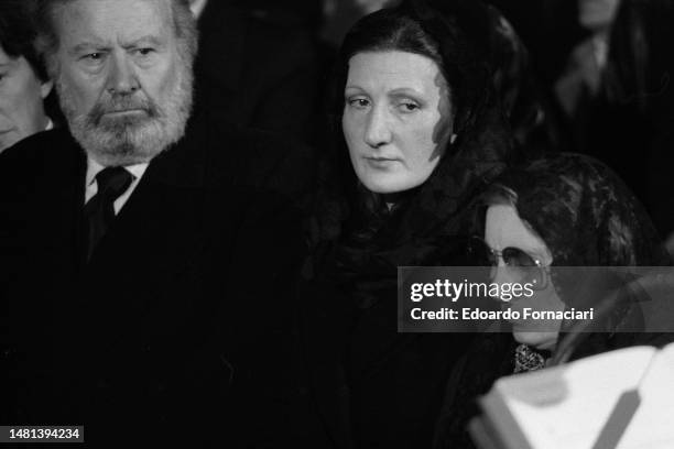 Solemn funeral of Rachele Mussolini, widow of Benito Mussolini, Predappio, November 01, 1979. Present are his son Vittorio Mussolini , Giorgio...