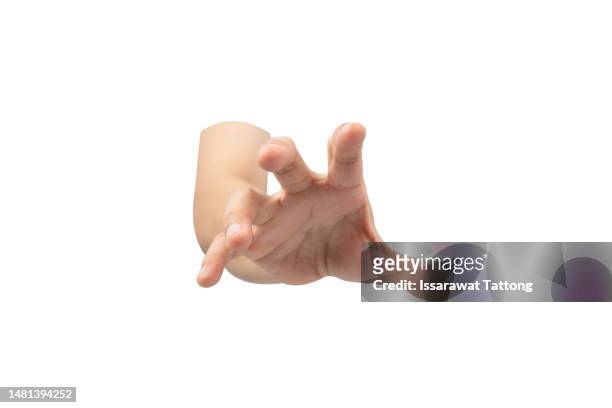 woman hand touching screen,vr hand isolated on white background - bras homme fond blanc photos et images de collection