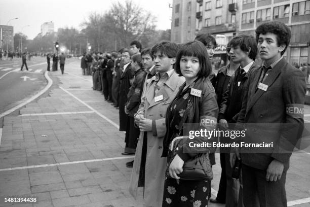 Yugoslav people mourning the death of President J.B Tito, Belgrade, May 05, 1980