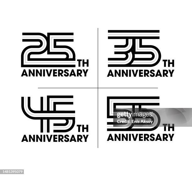 ilustrações de stock, clip art, desenhos animados e ícones de anniversary logotype design - number 25