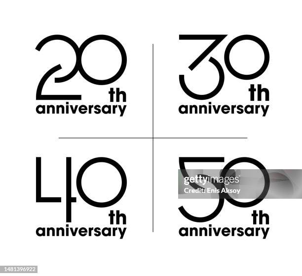 ilustrações, clipart, desenhos animados e ícones de design de logotipo de aniversário - 40th anniversary