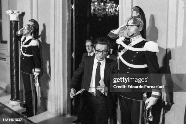 General Secretary of the Itaian communist party Enrico Berlinguer in the Quirinale palace during the consultations for the formation of a new...