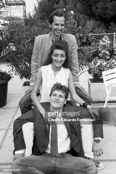 The french actress Pascale Ogier with the actors Tcheky Karyo and Fabrice Luchini during the Venice Film Festival where they present the film 'The...