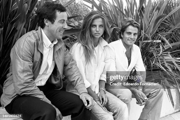 Gustav Thoni , with the young Italian actors Antonella Interlenghi and Saverio Vallone, during the Venice Film Festival where They present the film...