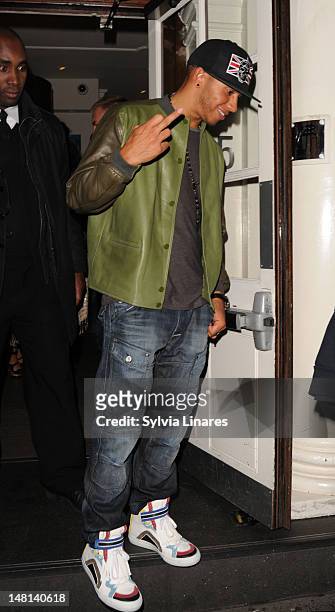 Lewis Hamilton leaving Funky Buddha Club on July 10, 2012 in London, England.