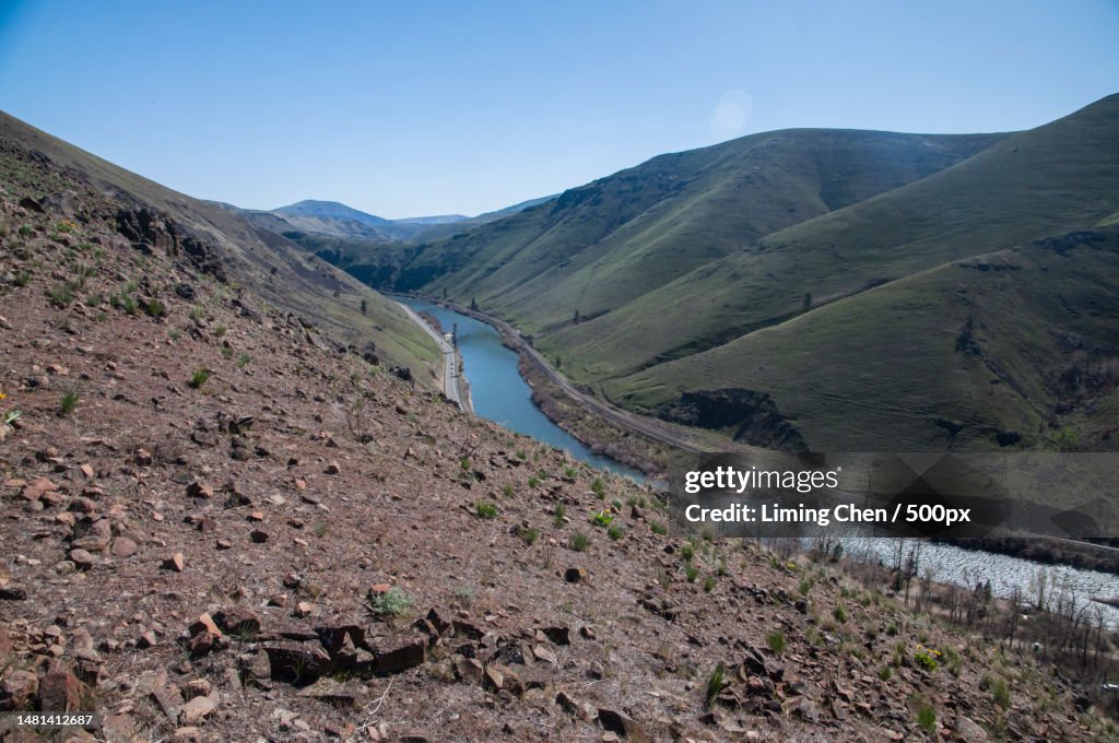 Yakima River winding through Yakima Canyon,Yakima,Washington,United States,USA
