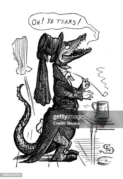 british satire caricature comic cartoon illustration - crocodile family stock illustrations