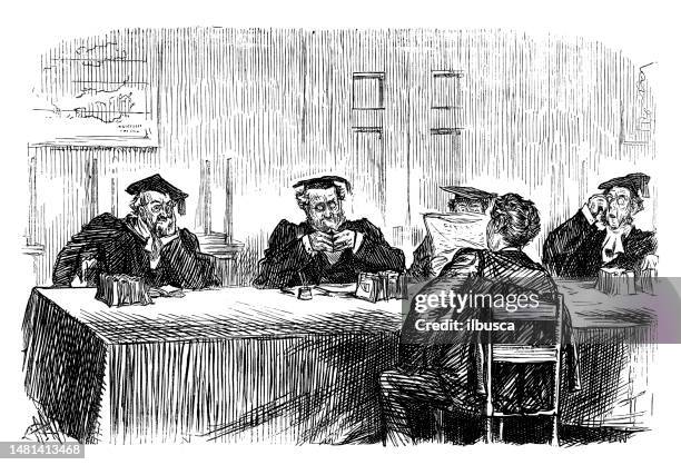 stockillustraties, clipart, cartoons en iconen met british satire caricature comic cartoon illustration - medical judge