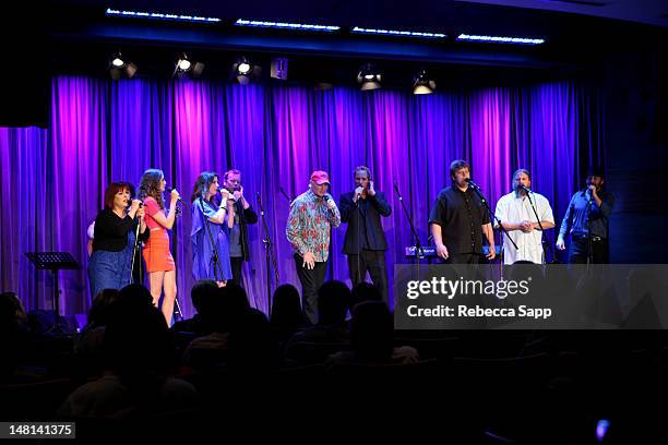 Carnie Wilson, Ambha Love, Wendy Wilson, Matt Jardine, Mike Love of the Beach Boys, Christian Love, Adam Jardine, Justyn Wilson and Carl Wilson of...