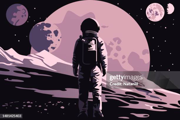 space poster - space colony stock illustrations