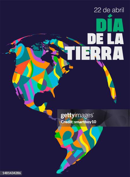 earth day poster (in spanish) - garbage patch stock illustrations