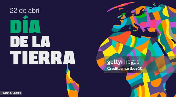 earth day poster (in spanish) - africa pattern stock illustrations