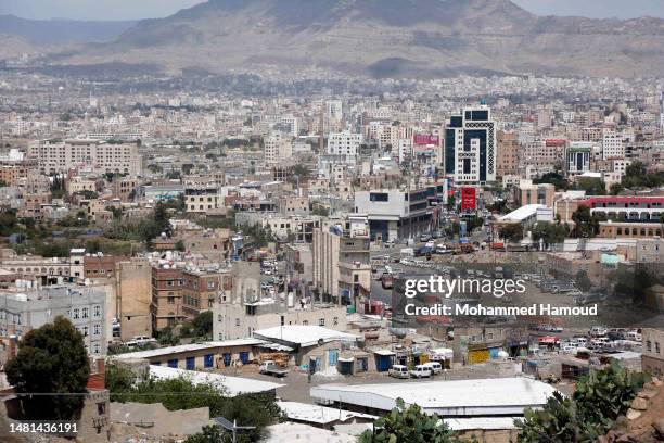 Photo shows a part of Sana'a City during an ongoing negotiation between the Houthi movement and delegations from Saudi Arabia on April 11, 2023 in...