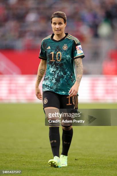 Dzsenifer Marozsan of Germany looks on during the Women's international friendly between Germany and Brazil at Max-Morlock-Stadion on April 11, 2023...