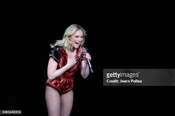 Helene Fischer performs live onstage during her tour opening concert at Barclays Arena on April 11, 2023 in Hamburg, Germany.