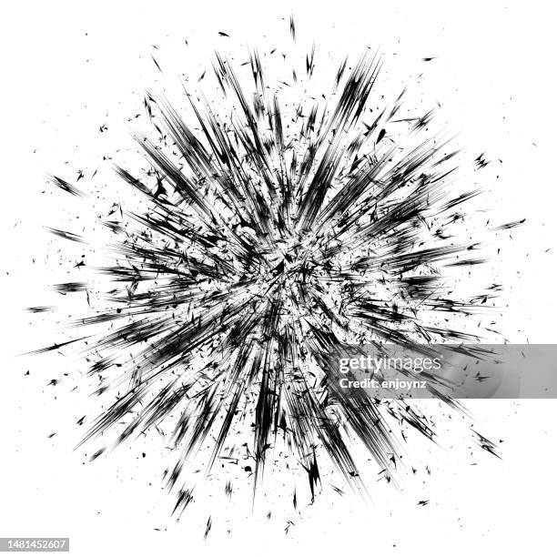 black grunge vector explosion - broken sound stock illustrations