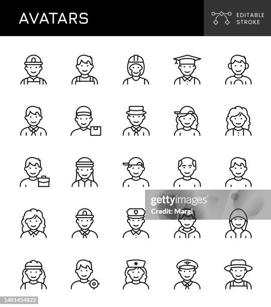 line icons of avatars - arabic doctor stock illustrations