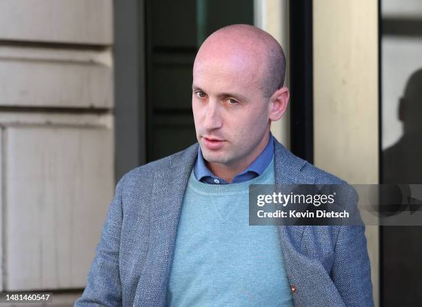 Stephen Miller, former aid to former U.S. President Donald Trump, leaves the U.S. District Courthouse on April 11, 2023 in Washington, DC. Miller sat...