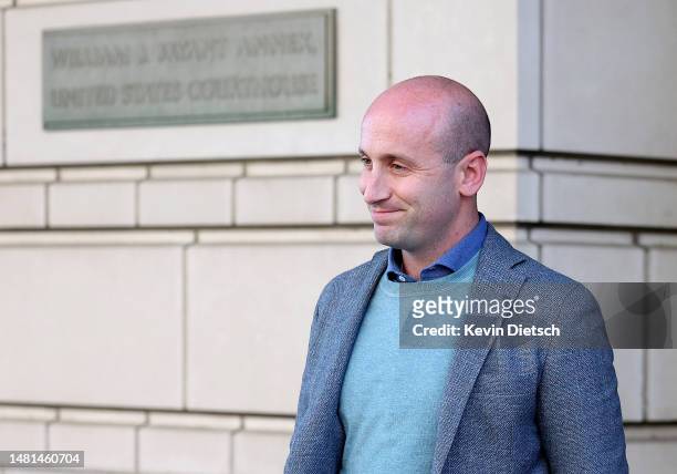 Stephen Miller, former aid to former U.S. President Donald Trump, leaves the U.S. District Courthouse on April 11, 2023 in Washington, DC. Miller sat...