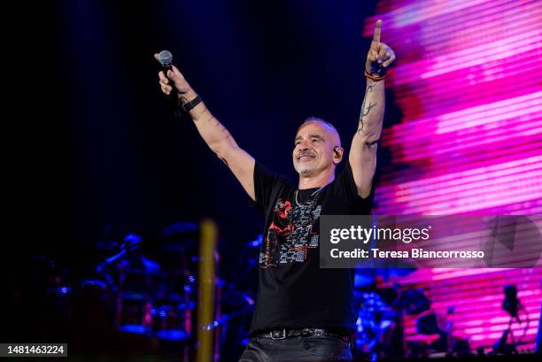 Eros Ramazzotti performs for "Battito Infinito World Tour" on the stage of Palasele of Eboli on April 11, 2023 in Eboli, Italy.