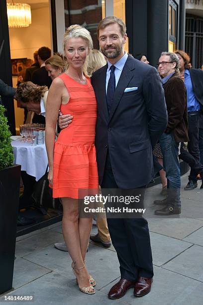 Tamara Beckwith and Patrick Grant attend the summer party at The Little Black Gallery on July 10, 2012 in London, England.