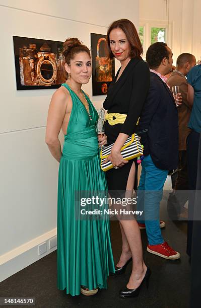 Lily Hodges and Vanessa Arielle attend the summer party at The Little Black Gallery on July 10, 2012 in London, England.