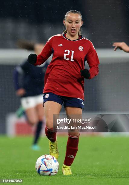 Gloriana Villalobos of Costa rica is seen in action during the Women's International Friendly between Scotland and Costa Rica at Hampden Park on...