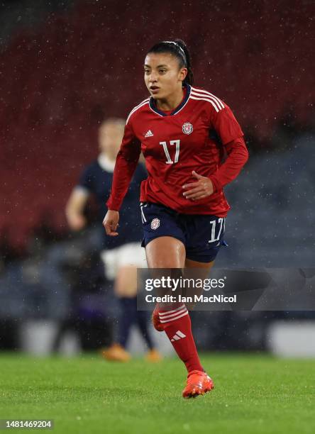 Yerling Ovares of Costa Rica is seen in action during the Women's International Friendly between Scotland and Costa Rica at Hampden Park on April 11,...