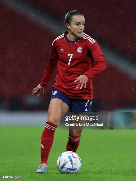 Melissa Herrera of Costa Rica is seen in action during the Women's International Friendly between Scotland and Costa Rica at Hampden Park on April...