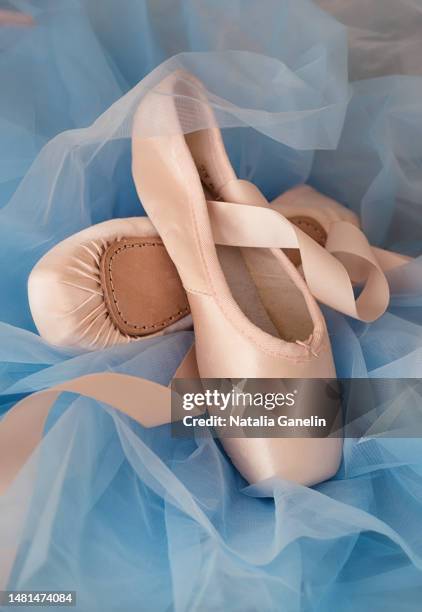 blue tutu and ballet slippers - ballet shoe stock pictures, royalty-free photos & images