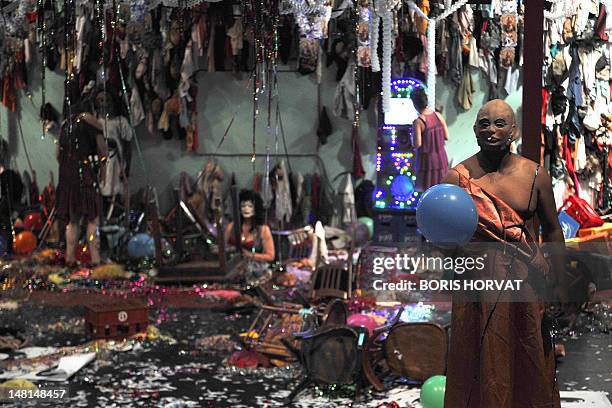 Actors of the Mapa Teatro from Bogota perform during a rehearsal of the play "Los Santos Inocentes", first part of a tryptic, written by Rolf and...