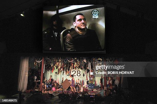 Actors of the Mapa Teatro from Bogota perform during a rehearsal of the play "Los Santos Inocentes", first part of a tryptic, written by Rolf and...