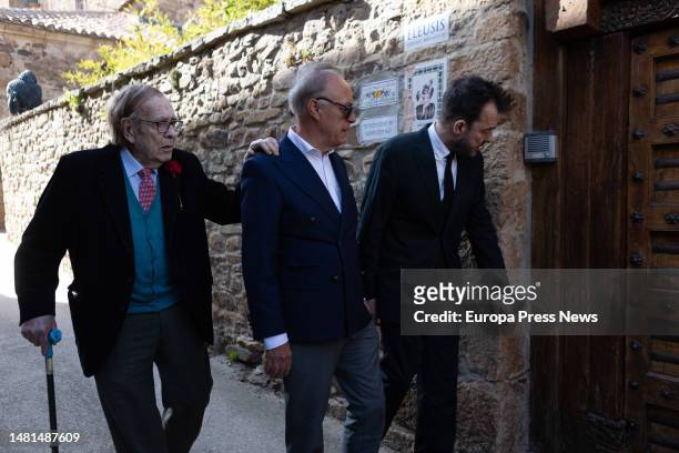 Professor and economist Ramon Tamames on his arrival at the funeral of writer Sanchez Drago, on 11 April, 2023 in Castilfrio, Soria, Castilla y Leon,...