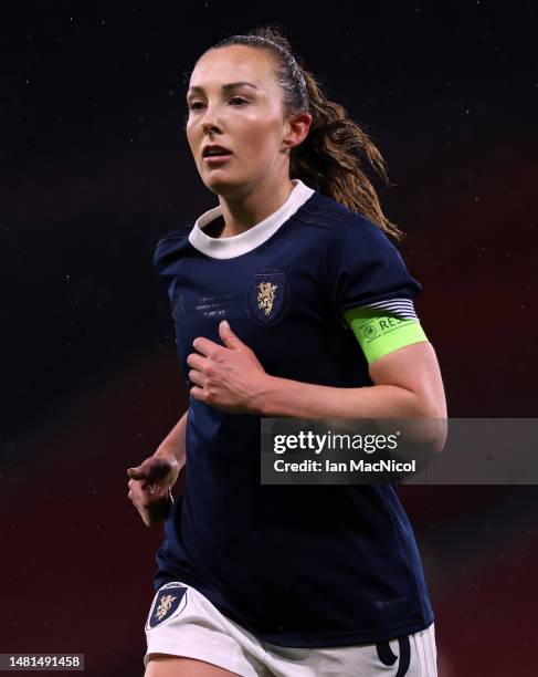 Caroline Weir of Scotland is seen in action during the Women's International Friendly between Scotland and Costa Rica at Hampden Park on April 11,...