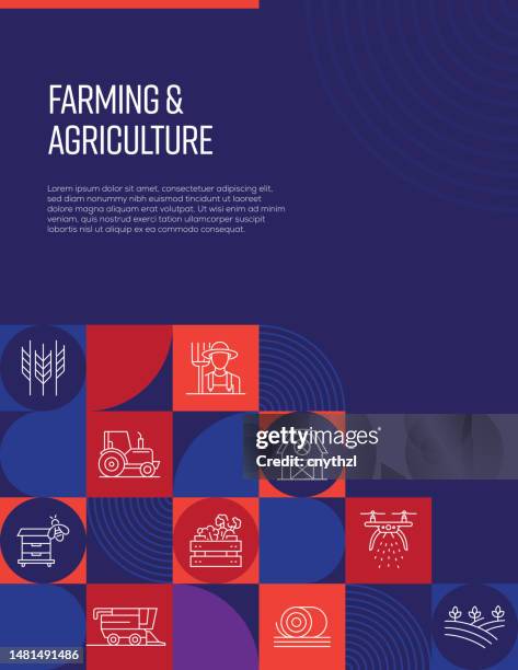 farming and agriculture related design with line icons. simple outline symbol icons. - agriculture logo stock illustrations